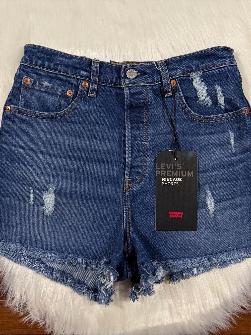 Levi's Women’s Size 28 Charleston Chill Ribcage Denim Shorts High Rise Distress